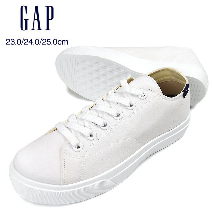 GAP ローカットキャンバススニーカーシューズ レディース ホワイト 白 23 24 25 GPU12201 ギャップ ウィメンズ 女性 婦人 靴 くつ レースアップ 紐 ひも キャンバス 通学 通勤 WHITE 箱アウトレット 送料無料