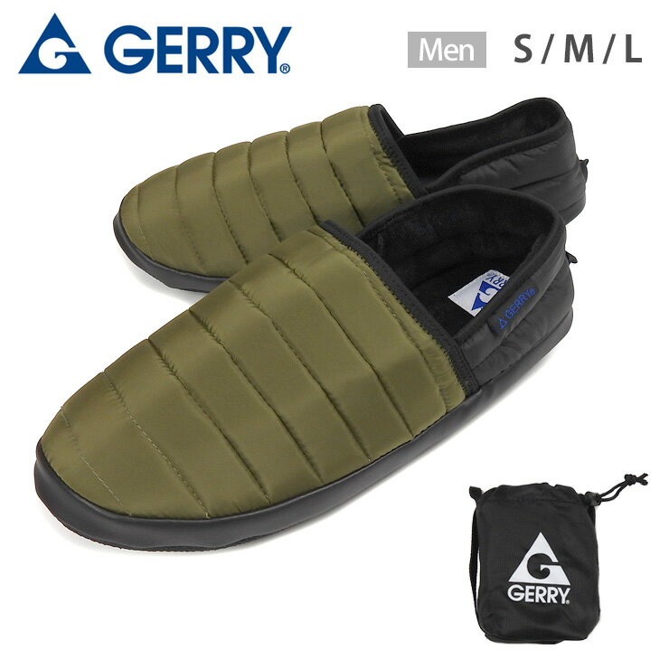 楽天おしゃれMarketGERRY モックシューズ メンズ 秋冬 KHA S M L GR-7504 ジェリー スニーカー 男性 紳士 軽量 靴 くつ アウトドア キャンプ 2way スリッポン バブーシュ サボ クロッグ 難燃 キルティング シューズバッグ付き ポーチ 緑 カーキ グリーン 送料無料