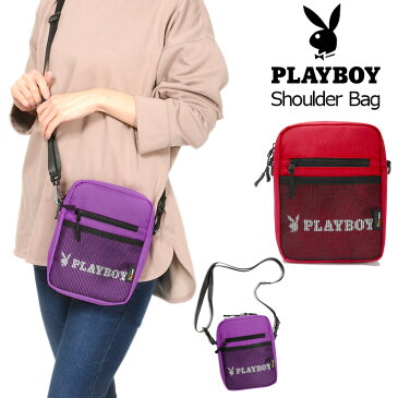 PLAYBOY ミニショルダーバッグ プレイボーイ PL-SD14 斜め掛け 肩掛け ポシェット ミニバッグ 縦型 鞄 かばん バッグ ロゴ メンズ レディース キッズ ジュニア 子ども 子供 紫 赤 パープル レッド あす楽