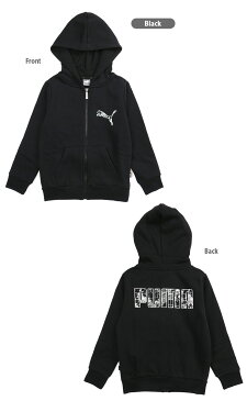 PUMA KA フルジップ フーディー FL 120 130 140 150 160 プーマ 585279 裏起毛 ジップアップ パーカー キッズ ジュニア 男児 男の子 子ども 長袖 長そで フード スウェット スエット 前開き トップス アウター ロゴ バックプリント ブラック グレー ネイビー あす楽 送料無料