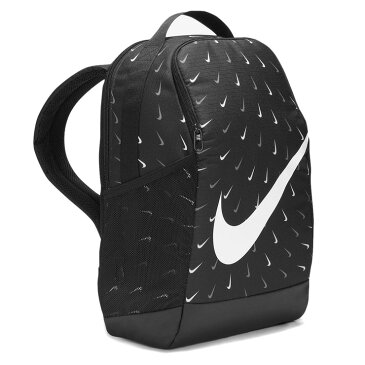 NIKE Y BRSLA BKPK ナイキ キッズ・ジュニア用ブラジリアプリンテッドバックパック 18L DM1887 010 リュックサック Dパック スウッシュ柄 子ども 子供 男児 男の子 女児 女の子 鞄 かばん 小さめ コンパクト スポーツ 部活 ロゴ 黒 ブラック あす楽