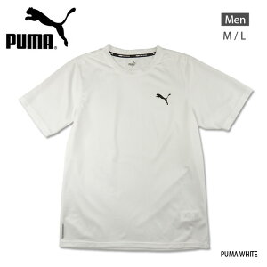 PUMA メンズ用ブラスターTシャツ M L プーマ 520785 02 半袖 男性 紳士 トレーニング ランニング ジョギング 半そで ドライセル 吸水 速乾 メッシュ クルーネック 無地 白 ホワイト PUMA WHITE あす楽 メール便送料無料