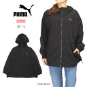 PUMA ウィメンズNON LINEDウーブンジャケット レディース 秋冬 ナイロン PUMA BLACK M L 674932 01 女性 婦人 アウター フード付き 帽子 ジップアップ プルオーバー シャカシャカ 防水 撥水 長袖 無地 ロゴ 黒 ブラック