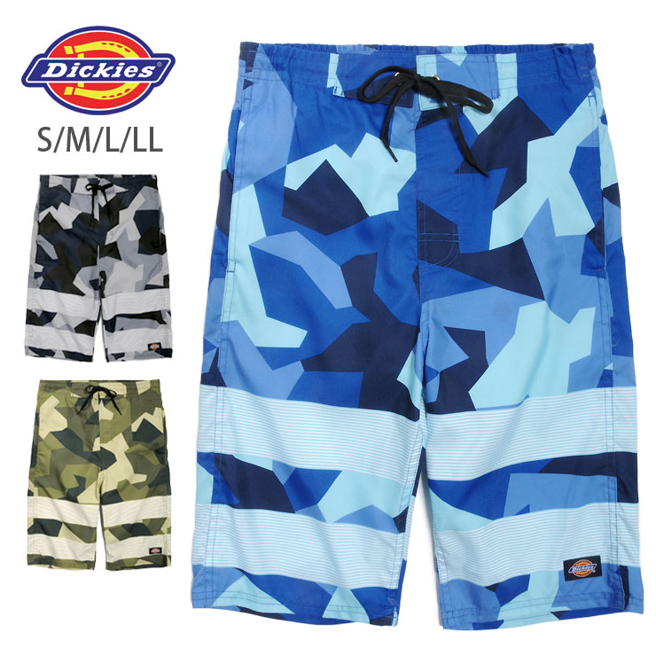 Dickies ディッキーズ メンズ用サーフパンツ水着 S M L LL 818701 スイムウエア 男性 海パン 海水パンツ ハーフパンツ トランクス ファスナー付きポケット ジップ ジッパー ブラック ブルー グリーン 黒 青 緑 大きいサイズあり あす楽 メール便送料無料