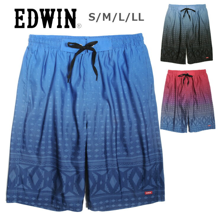 EDWIN メンズ用サーフパンツ水着 S M L LL エドウィン 818304 スイムウエア 男性 海パン 海水パンツ ハーフパンツ トランクス ファスナー付きポケット ジップポケット ジッパー 青 赤 グレー ブルー レッド 大きいサイズあり あす楽 メール便送料無料