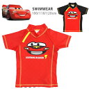 Disney pixar Cars キッズ用半袖ラッシュガード水着 100 110 120 カーズ ディズニー キャラクター ピクサー 男の子用 子供 子ども 男児 プルオーバー ファスナー ジッパー ジップアップ 37851401 黒 赤 ブラック レッド メール便送料無料