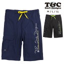 T&C メンズ用サーフパンツ水着 M L LL Town&Country タウンアンドカントリー 810105 男性用 スイムウェア スイムパンツ 海パン 海水パンツ トランクス 無地 カーゴポケット 英字 ブラック ネイビー 大きいサイズあり メール便送料無料