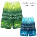 メンズ サーフパンツ水着 S M L LL 818908 スイムウエア 海パン 海水パンツ ハーフパンツ トランクス ジップ ジッパー グラデーション ボーダー柄 幾何学模様 エスニック 文様 オルテガ 青 緑 ブルー グリーン 大きいサイズあり メール便送料無料(4)