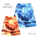 メンズ サーフパンツ水着 M L LL M-22013 スイムウエア 海パン 海水パンツ ハーフパンツ トランクス 波柄 オーシャン ウェーブ surf ハイビスカス 花柄 フラワー ブルー オレンジ 黒 橙 大きいサイズあり