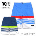 THE SHOP TK キッズ・ジュニア用サーフパンツ水着 130 140 150 ザショップティーケー 37059593 スイムウェア 海パン 海水パンツ 男児 男の子 おとこのこ 子供用 トランクス ハーフパンツ ボーダー マジックテープ ロゴ 紺 青 ネイビー ブルー メール便送料無料