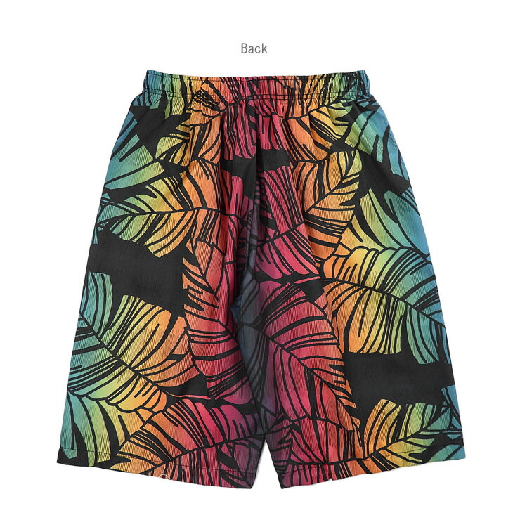 メンズ サーフパンツ 水着 M L LL M-2504 マルチカラー スイムウエア 海パン 海水パンツ ハーフパンツ トランクス グラデーション レインボー 虹色 リーフ柄 リゾート インナーパンツ付き 大きいサイズあり