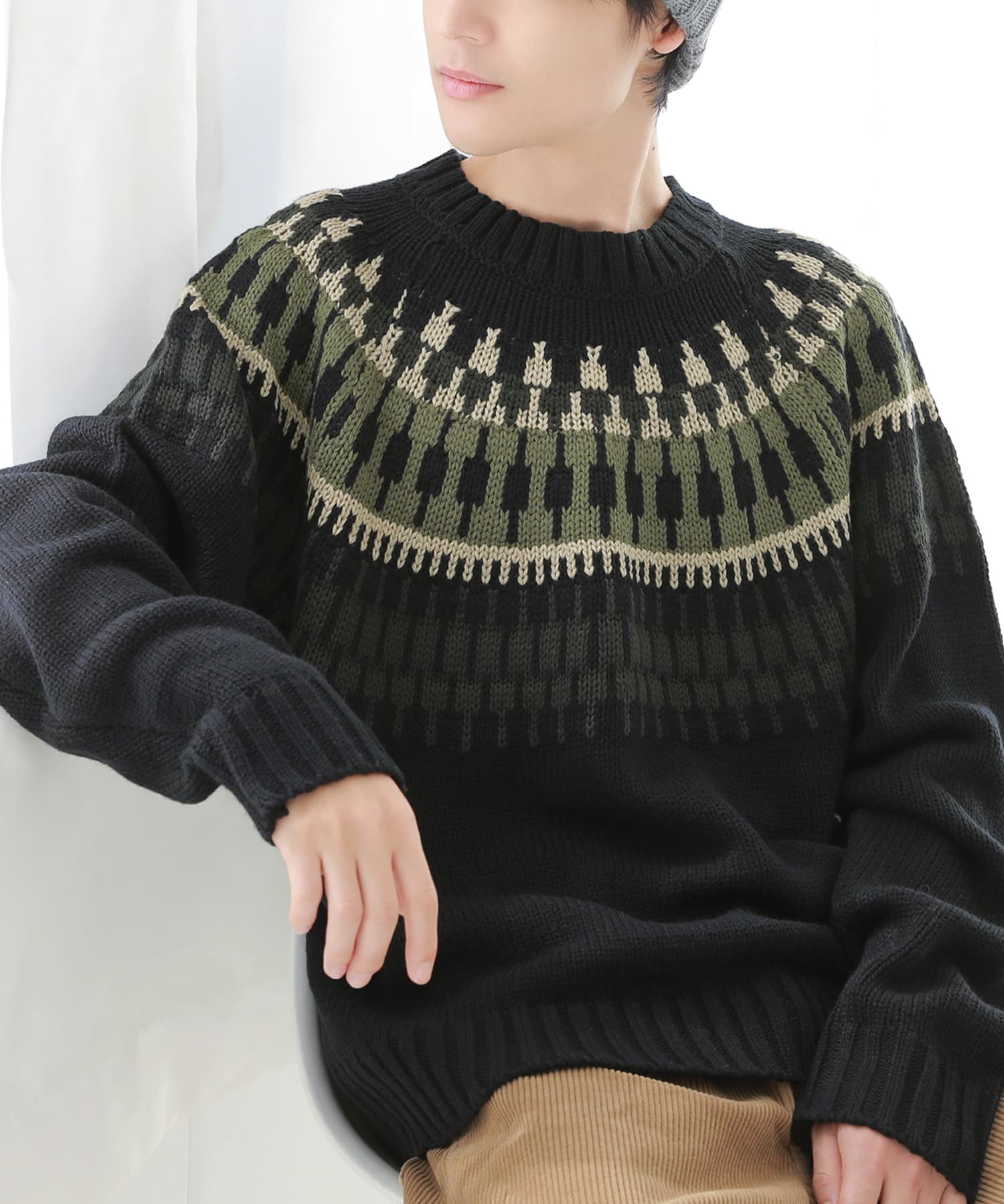 楽天市場】ノルディック柄 ニット（カラーネイビー）（メンズ