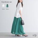 『ドルマンカットソー×ふわさらロングスカートコーデ2点SET』[2点コーデセット 2024 レディース トップス Tシャツ カットソー ドルマンスリーブ 半袖 ...