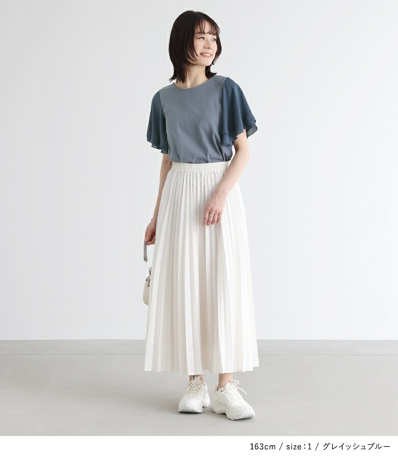 【感謝価格】Tシャツ レディース トップス カットソー 半袖 シフォン 異素材 クル...