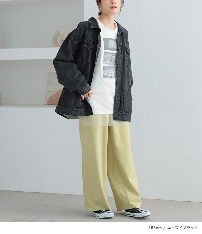 【20％OFF】ジャケット ライトアウター トップス 長袖 レディース 軽量 コットン100％ 綿100％ オーバーサイズ フロントタック Gジャン ジーンズジャケット タックボタン 羽織り 無地 春 秋 オシャレウォーカー◇【メール便不可】【20】