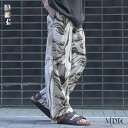 【全品送料無料】パンツ メンズ ボトムス ロング丈 イージーパンツ ロングパンツ ワイドパンツ 柄パンツ ワイド ストレート ウエストゴム 紐 ベルトループ 楽...