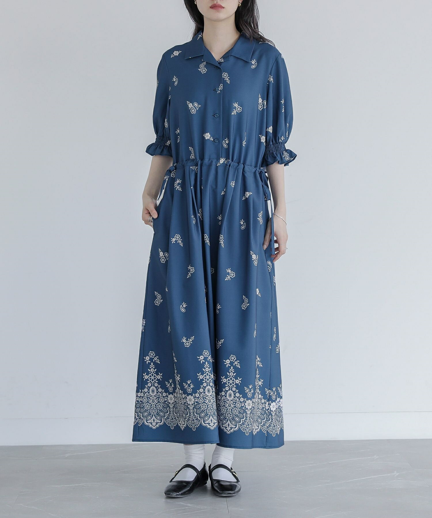 パラスパレス　花柄ワンピース　コットンワンピース　藍色　ネイビー　洗える　日本製 楽天市場】otonaオリジナル ワンピース レディース ネイビー 春 夏 秋