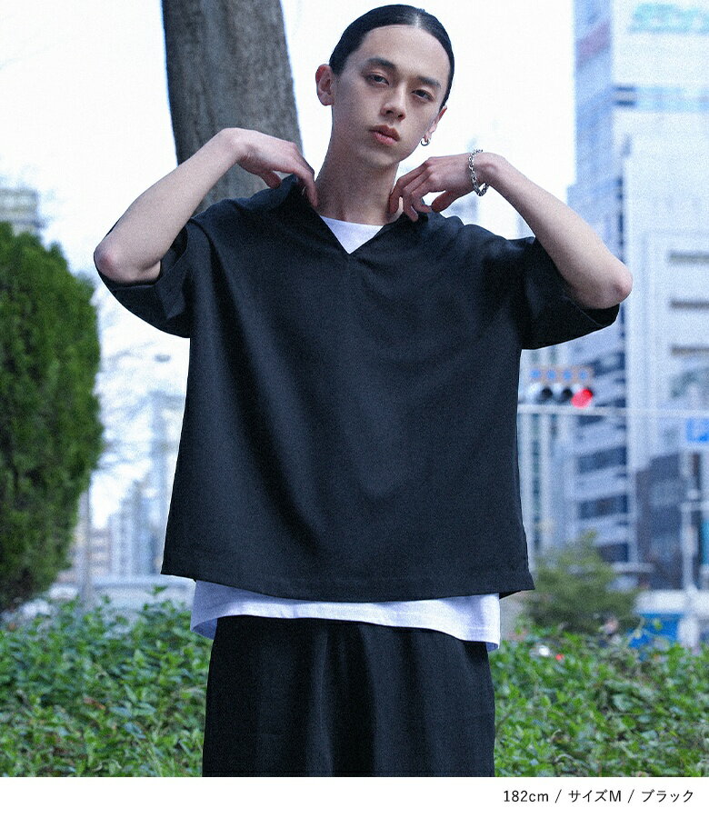 セットアップ メンズ トップス ボトムス シャツ 半袖 スキッパー プルオーバー ハーフパンツ ショーツ イージー 上下セット 襟付きシャツ パンツ ショートパンツ イージーパンツ 春 夏 オシャレウォーカー【メール便不可】【30】