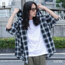 カジュアルシャツ 半袖 五分袖 メンズ トップス 羽織り フード付き ...(4)