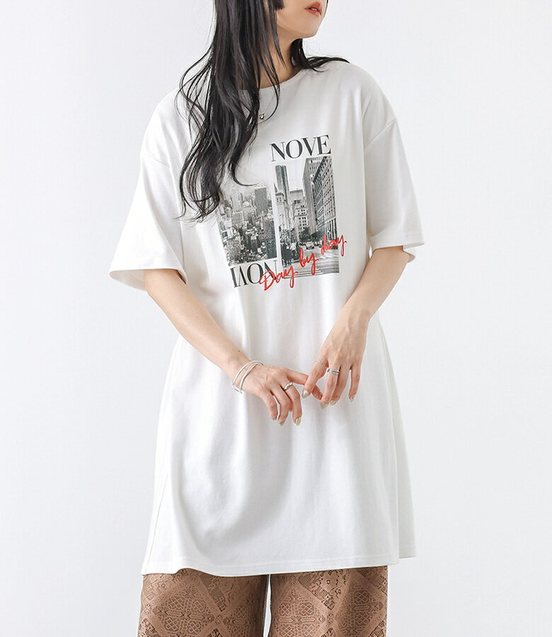 楽天市場】チュニック（柄プリント）（Tシャツ・カットソー｜トップス 