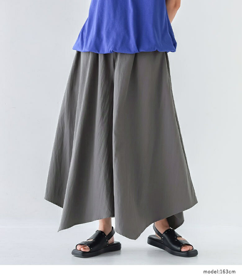 オシャレウォーカー osharewalkerの【クーポンで10％OFF 8/15 23:59迄】2点コーデセット 2026 レディース ガウチョパンツ ボトムス ロング丈 ワイド イレギュラーヘム フレア 裏地付き Tシャツ カットソー トップス プルオーバー クルーネック 半袖 春 夏 秋 オシャレウォーカー【メール便不可】【20】｜アングル2