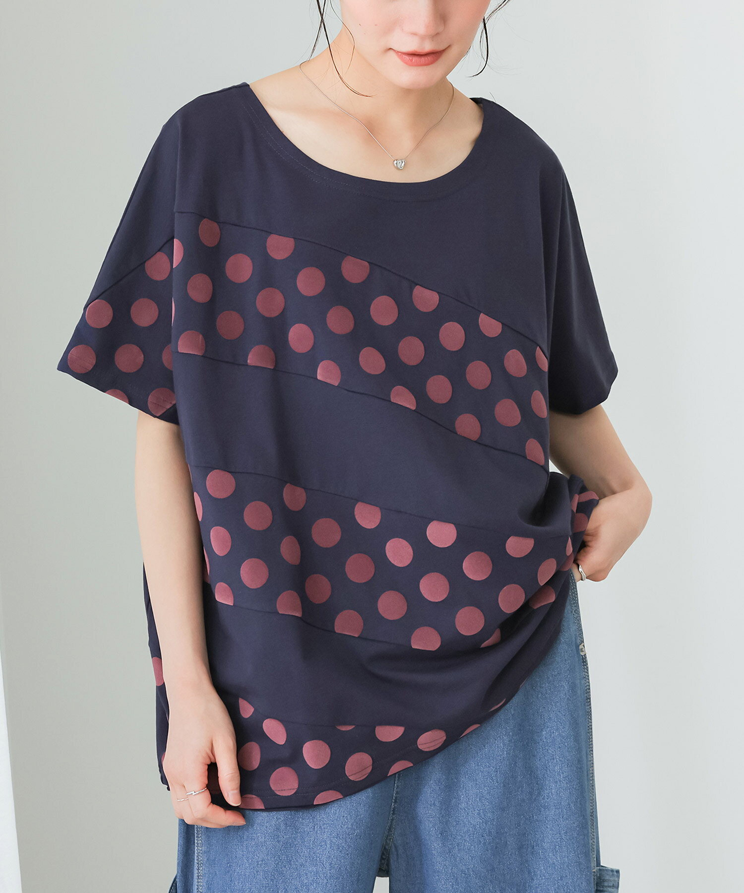 楽天市場】ドット 水玉（カラーネイビー）（Tシャツ・カットソー