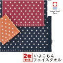 2枚セット/今治フェイスタオル いよこもん ネコポス 送料無料 和風/和柄 井桁文様 ドット 井桁絣 約34cm×80cm 今治タオル 国産タオル ガーゼタオル...