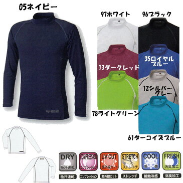 コンプレッション 長袖ローネックシャツ 吸汗速乾素材 消臭加工