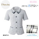 オーバー ブラウス 5号〜15号 半袖 シャツ チェック オフィス 制服 受付 事務服 綿 コットン UVカット 透け防止 レディース OL ホワイト ブラック