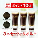 【ポイント10倍&送料無料!7/16 15:00-7/27 09:59】3本セット!大島椿ヘアカラートリートメント+タオル【楽天市場公式ショップ限定】(白髪染め 毛染め ヘアカラー ブラック ブラウン)ジアミンフリー 椿油 無香料 弱酸性 黒髪 自然な色合いに白髪を染める ブラシ付