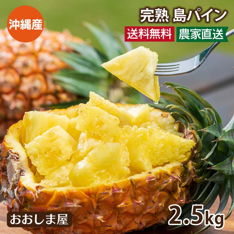 沖縄 パイナップル 島パイン 送料無料 2.5kg 約2玉～6玉入り ＜4月下旬より順次出荷＞ パイン 南国フルーツ 品種おまかせ 産地直送 農家直送 国産 フルーツ 果物 食品 グルメ 1