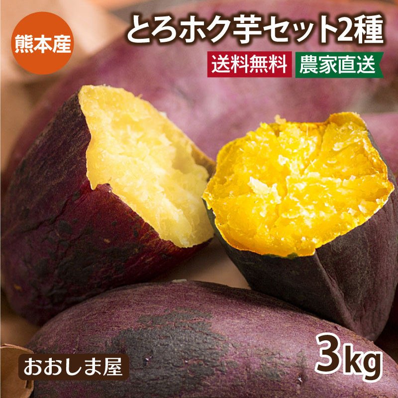 さつまいも 送料無料 2種 詰め合わせ 熊本産 さつま芋 3kg ＜予約受付中：12月下旬より＞ サツマイモ 唐芋 生芋 熊本 農家直送 産地直送 大嶌屋（おおしまや）のサムネイル