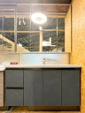 【モデルルーム展示品】【特注・未使用品】タカラスタンダード 天然石天板 W1260 洗面化粧台 グレー / W1250 フロストミラー / W1265 三面鏡付...