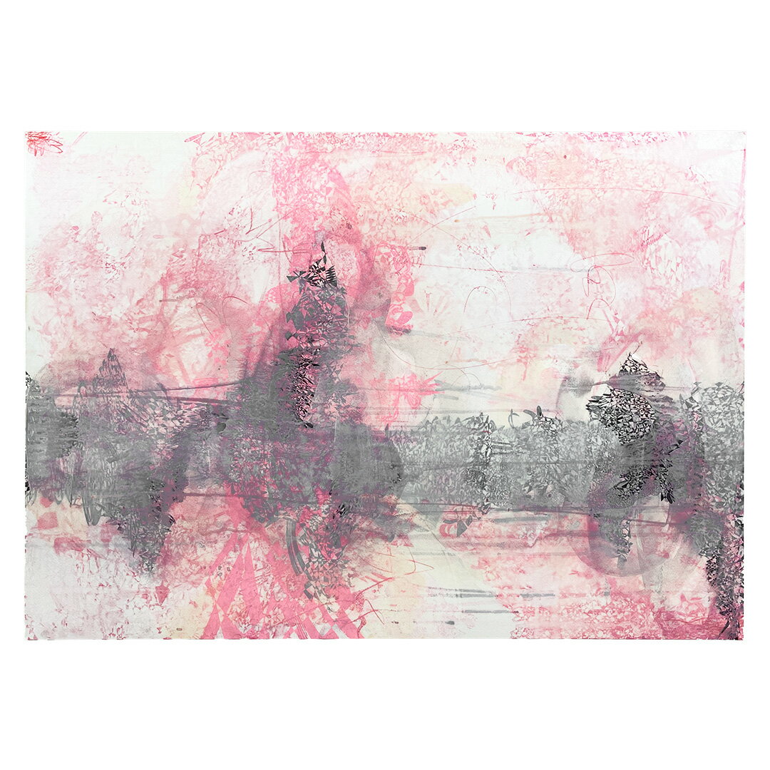 【新古品】 【モデルルーム展示品】 730×1030 パネルアート ピンク グレー ブラック 抽象画【W0509-05】
