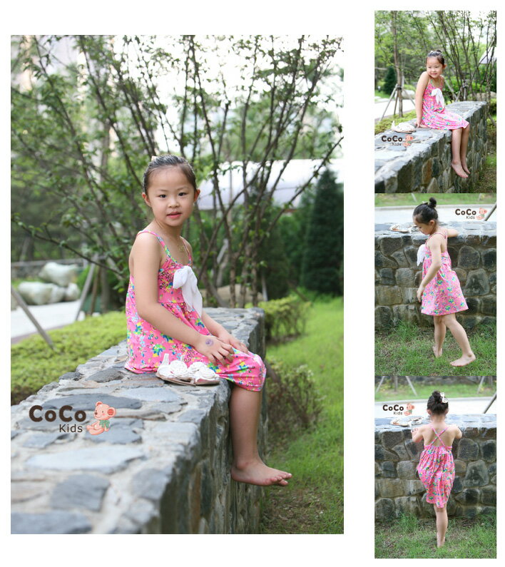 ☆韓国子供服 花柄 ワンピース☆【5000円以上のお買い物で送料無料】【女の子/キッズ/ジュニア/リボン】韓国 子供服 色→[緑/グリーン/ピンク]サイズ→[100cm 110cm 120cm 130cm 140cm 150cm]