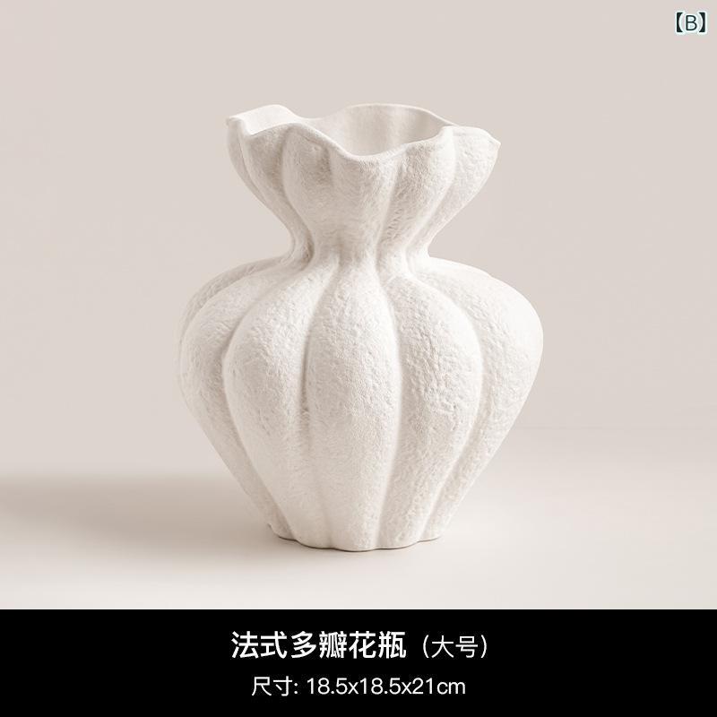 花瓶 フレンチスタイル 多弁 花柄 白色 陶器 高級感 インテリア 飾り 花器 リビン...