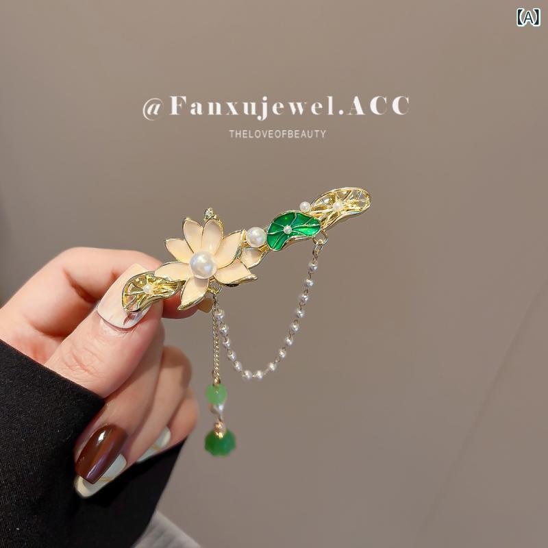 女性用 ヘアクリップ 花 流蘇 髪飾り 合金 ヘアアクセサリー サイドクリップ バレ...