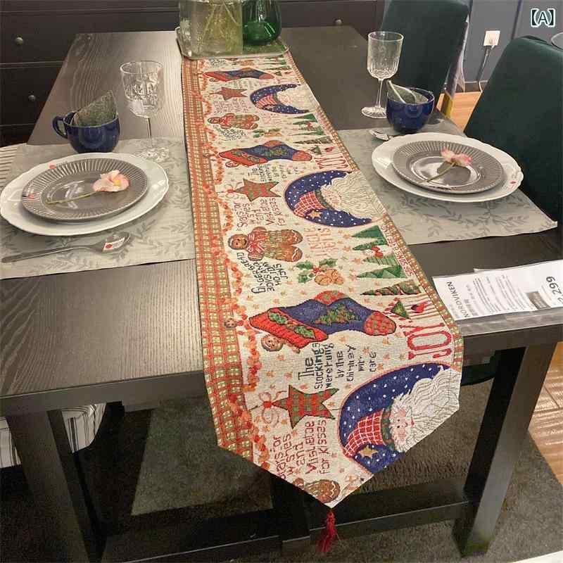 テーブルランナー クリスマス テーブルクロス デスクマット 綿 ポリエステル 北欧 喜慶 長方形 ホームデコレーション リビング ダイニング ベッドルーム インテリア クリスマス飾り 布製 テーブル装飾