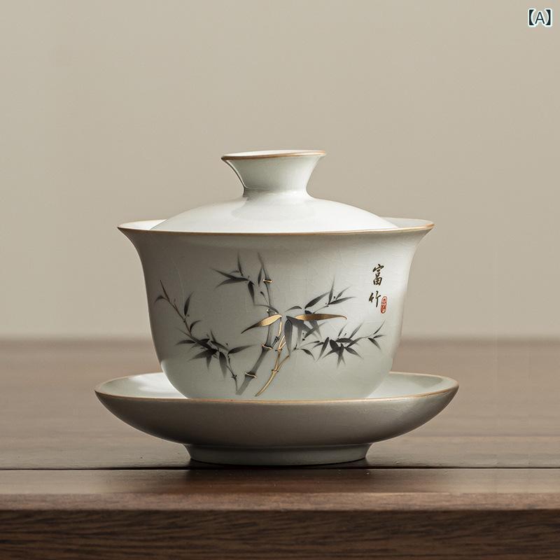・カテゴリ: 蓋碗・素材: 汝窯磁器・表面工芸: 氷裂釉・スタイル: レトロ風、ラグジュアリーレトロ・カラー展開: 蓋碗、蓋碗+カップ2個、蓋碗+公道杯、蓋碗+茶漉しセット、蓋碗+公道杯+茶漉しセット