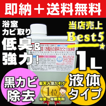 【大掃除準備クーポン＠お掃除KIS】送料無料 業務用カビ取り剤 大掃除 浴室 風呂 壁紙 壁クロス カビ取り 強力 ぬめりとり バス お風呂洗剤 お風呂掃除 カビキラー カビハイターより低臭で安全 カビ取り一発 かびとりいっぱつ 【プロ用液体カビ取り洗浄剤1L】