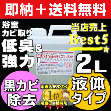 【大掃除準備クーポン＠お掃除KIS】送料無料 業務用カビ取り剤 大掃除 浴室 風呂 壁紙 壁クロス カビ取り 強力 ぬめりとり バス お風呂洗剤 お風呂掃除 カビキラー カビハイターより低臭で安全 カビ取り一発 かびとりいっぱつ【プロ用液体カビ取り洗浄剤2L】