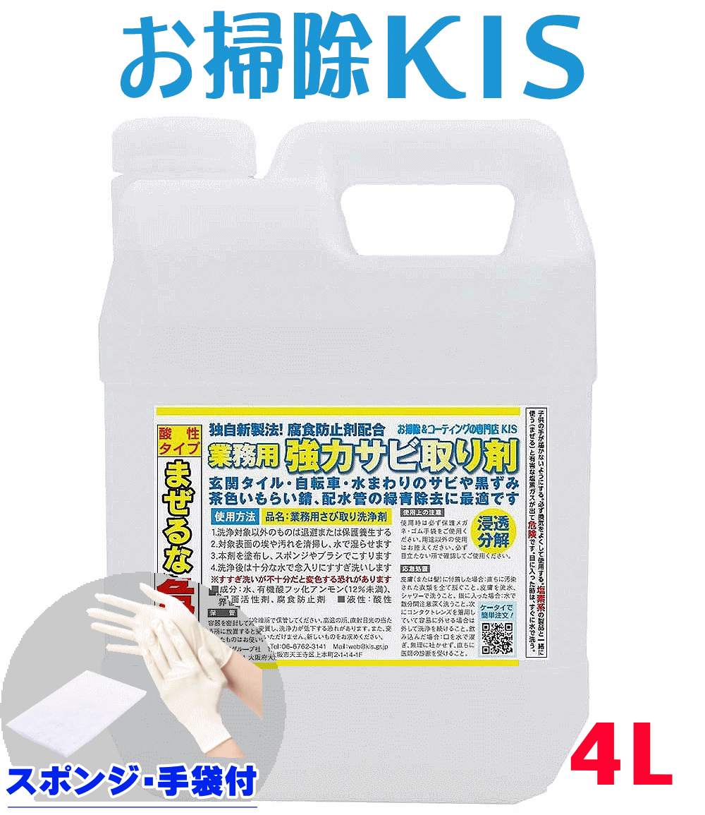 送料無料 あす楽 業務用 強力 サビ取り剤 サビ取り 錆取り サビ落とし すぐに使えるスポンジ＆安全手袋付きセット さ…