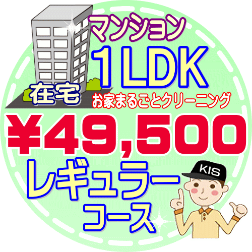 【お掃除Kis】【大阪・兵庫・京都にお住まいの方必見！】1LDKの「在宅」マンション／レギュラーコース（出張施工）【延べ床面積：約50..