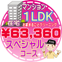【お掃除Kis】【大阪・兵庫・京都にお住まいの方必見!】1LDKの「在宅」マンション/スペシャルコース(出張施工)【延べ床面積:約50平米】