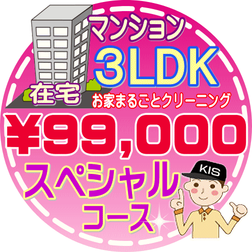 【お掃除Kis】【大阪・兵庫・京都にお住まいの方必見！】3LDK〜4DKの「在宅」マンション／スペシャルコース（出張施工）【延べ床面積：..