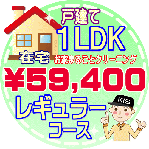 【お掃除Kis】【大阪・兵庫・京都にお住まいの方必見！】1LDKの「在宅」戸建て／レギュラーコース（出張施工）【延床面積：約60平米】