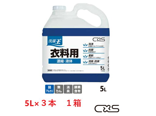 シーバイエス 洗濯王 衣料用 5L×3本 1箱 《濃縮液体・洗濯洗剤》 シーバイエス 洗濯王 衣料用 5L×3本 1箱 《濃縮液体・洗濯洗剤》
