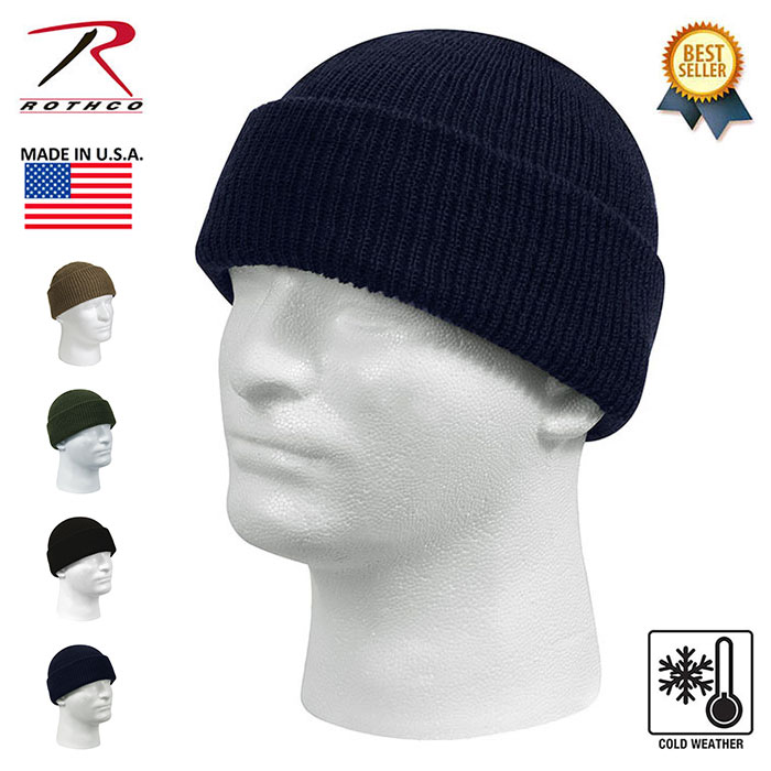 ロスコ 4/16(火) 在庫補充 / Rothco (ロスコ) Genuine G.I. Wool Watch Cap ロスコ ニットキャップ ワッチキャップ MADE IN USA ニット帽 ウール100 ビーニー ニット帽子 メンズ ブランド 帽子 無地 浅め 厚手 暖かい 冬 黒 ブラック ネイビー オリーブ 【メール便 / 送料無料】