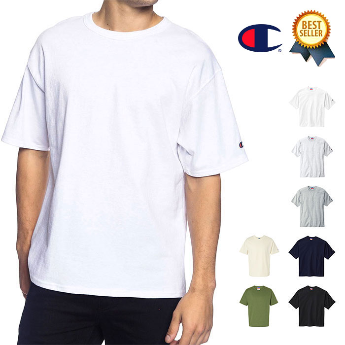 5/15(水) 在庫補充 / Champion (チャンピオン) Heritage 7oz. Jersey Tee US チャンピオン ヘビーウェイト Tシャツ メンズ 半袖 オシャレ ゆったり 90s 厚手 丈夫 7オンス 綿100 ロゴ 無地 白 ワンポイント XL 大きいサイズ USA企画 TシャツUSA 【メール便 / 送料無料】