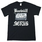 Beowulf x Joe Scribble T-Shirt ベオウルフ オフィシャル マーチャンダイズ 正規品 バンド Tシャツ 綿100% 半袖 黒 S-XL 【メール便 / 送料無料】